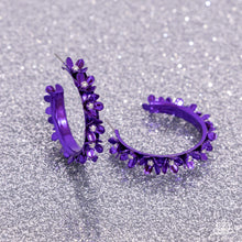 Load image into Gallery viewer, Fashionable Flower Crown - Purple Earrings