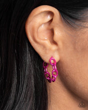 Load image into Gallery viewer, Colorful Cameo - Pink Hoop Earrings