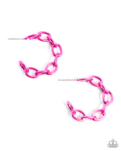 Colorful Cameo - Pink Hoop Earrings