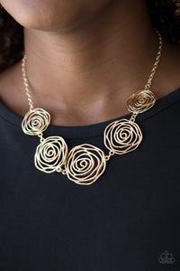 Rosy Rosette - Gold Necklace