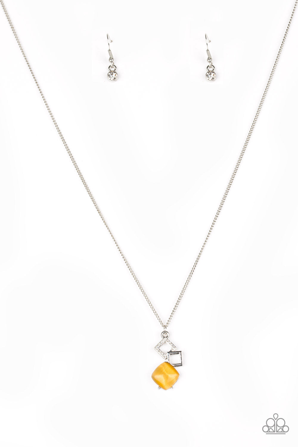 Stylishly Square - Yellow Necklace Set