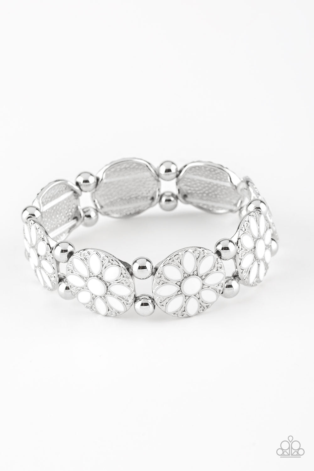 Dancing Dahlias - White Bracelet