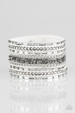 Rhinestone Rumble - White Bracelet