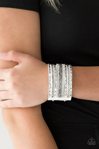 Rhinestone Rumble - White Bracelet