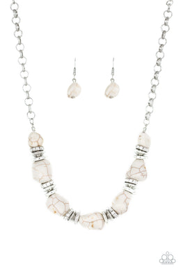 Stunningly Stone Age - White Necklace Set