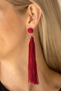 Tightrope Tassel - Red Earrings