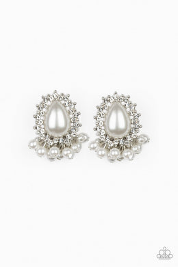 Castle Cameo - White Earrings