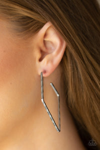 Geo Grunge - Silver Earrings