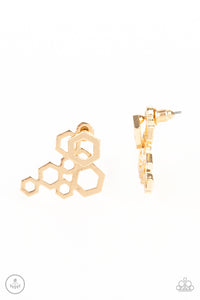 Six-Sided Shimmer - Gold Earrings