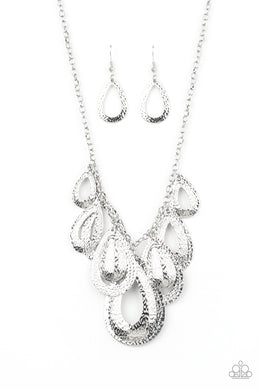 Teardrop Tempest - Silver Necklace Set