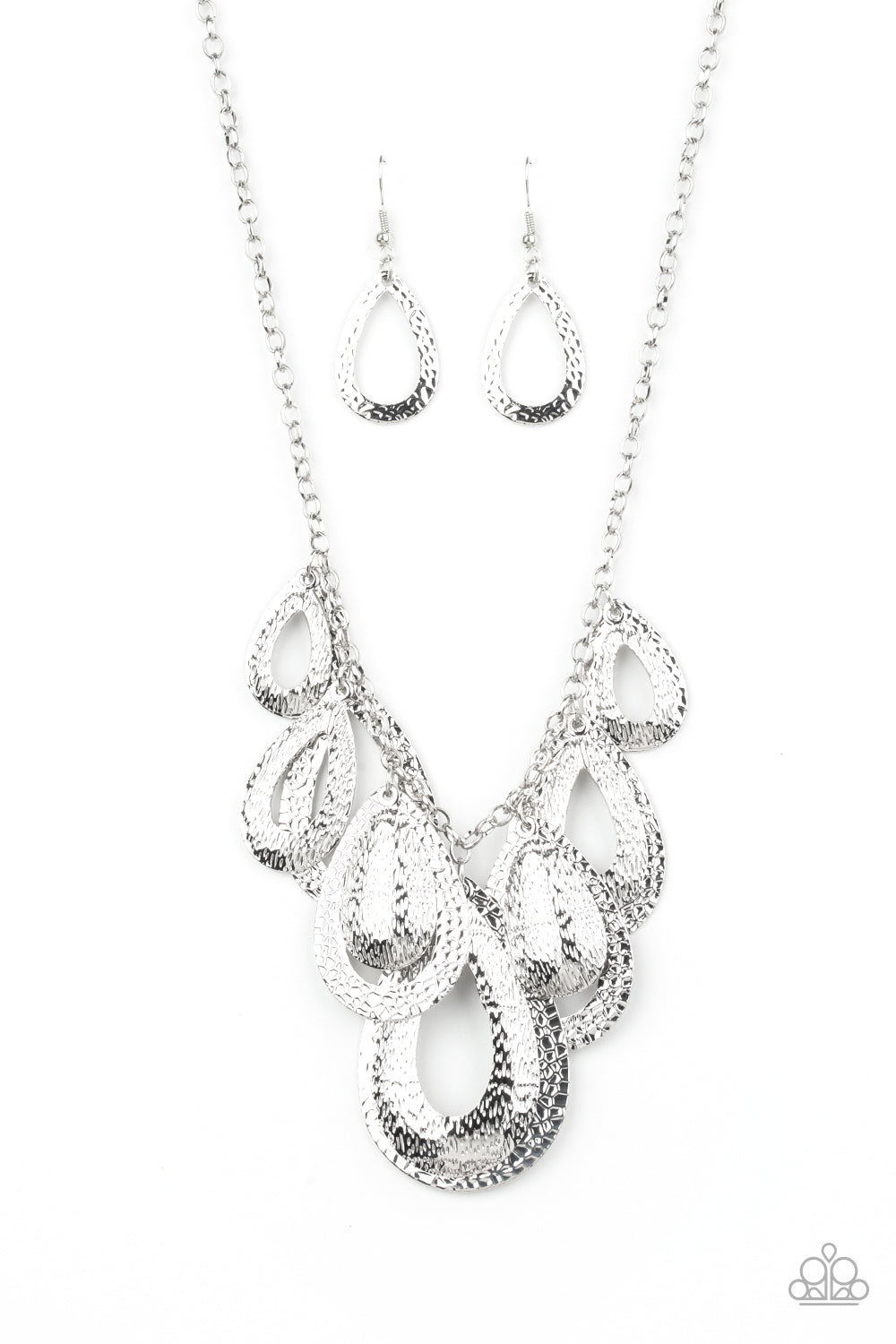 Teardrop Tempest - Silver Necklace Set