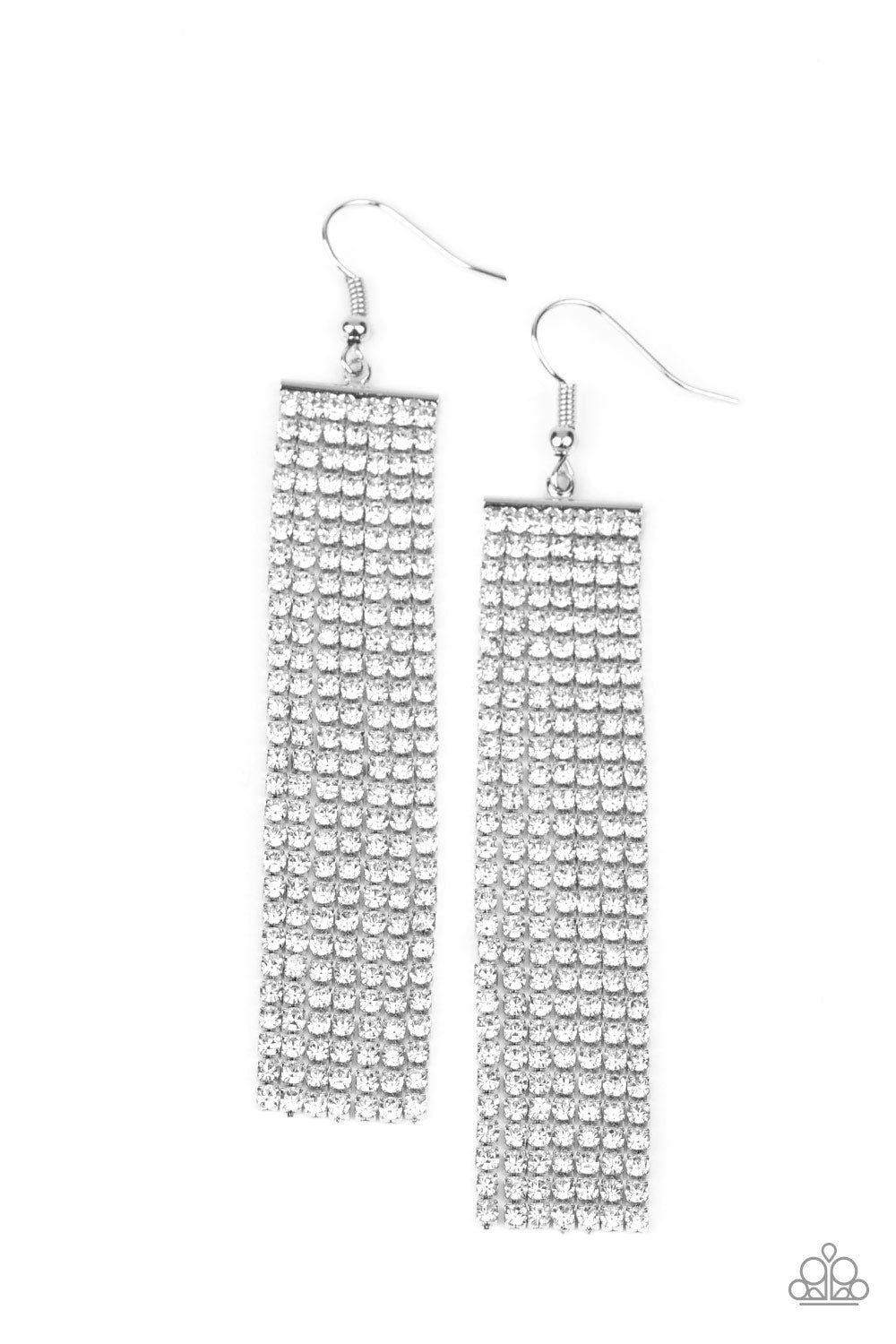 Top-Down Shimmer - White Earrings