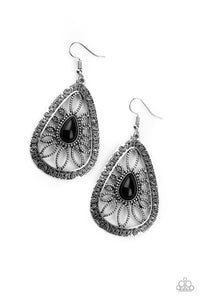 Floral Frill - Black Earrings