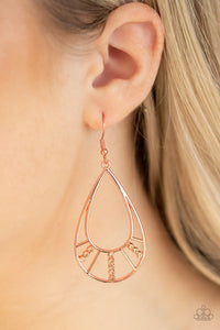 Line Crossing Sparkle - Copper Earrings