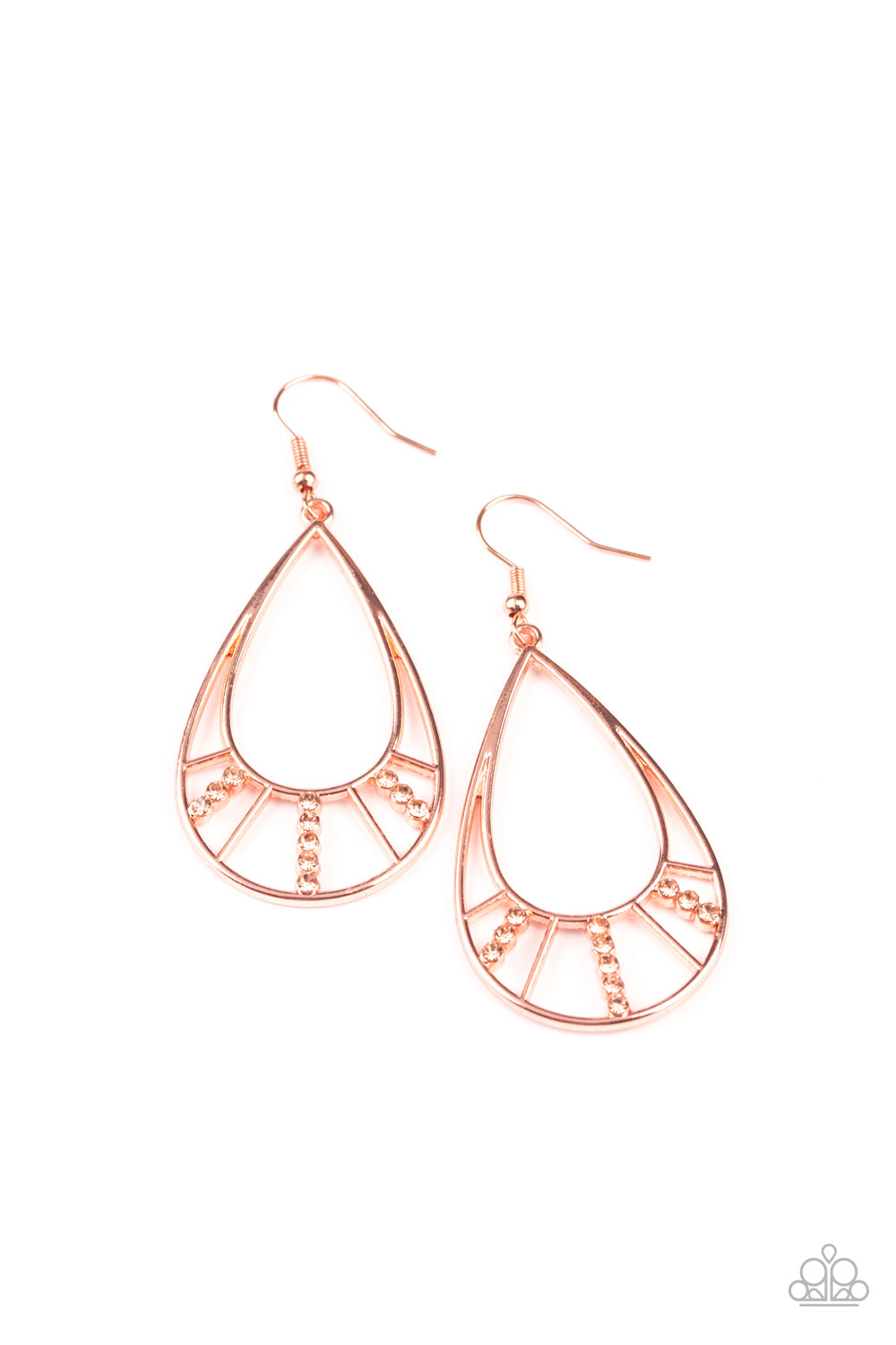 Line Crossing Sparkle - Copper Earrings