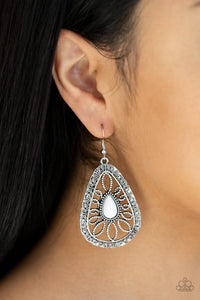 Floral Frill - White Earrings