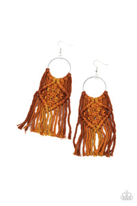 Macrame Rainbow - Brown Earrings