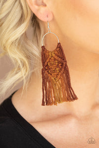 Macrame Rainbow - Brown Earrings