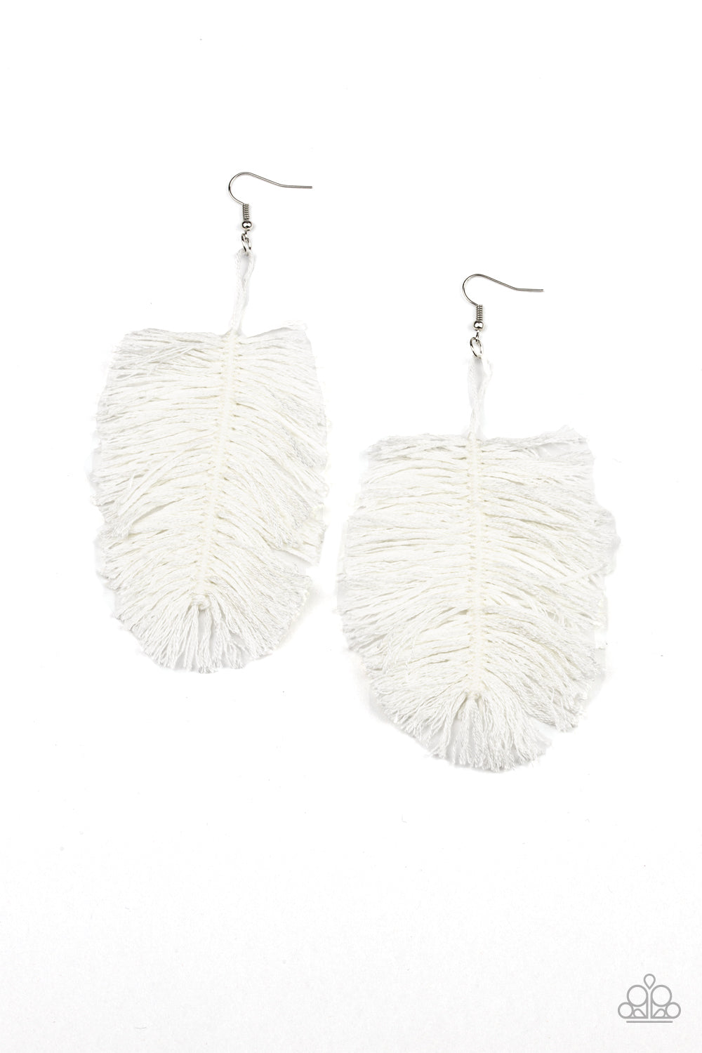 Hanging by a Thread - White Earrings