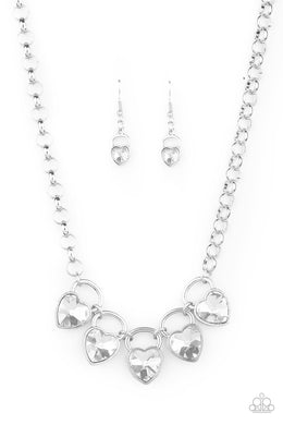 HEART On Your Heels - White Necklace Set