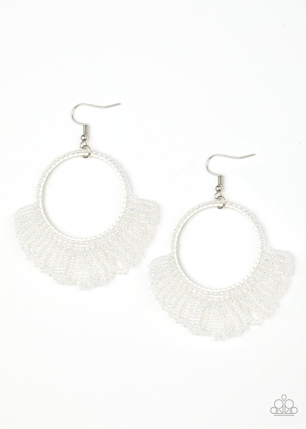 Cant BEAD-lieve My Eyes! - Multi White Earrings