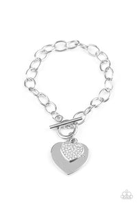 Heartbeat Bedazzle - White Bracelet