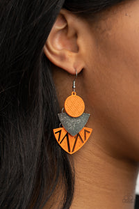 Jurassic Juxtaposition - Orange Earrings