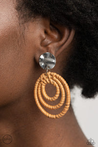 Whimsically Wicker - Brown Earrings