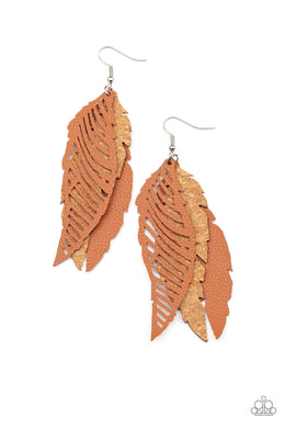 WINGING Off The Hook - Brown Earrings