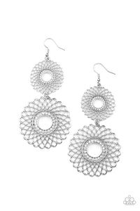 Regal Roulette - White Earrings