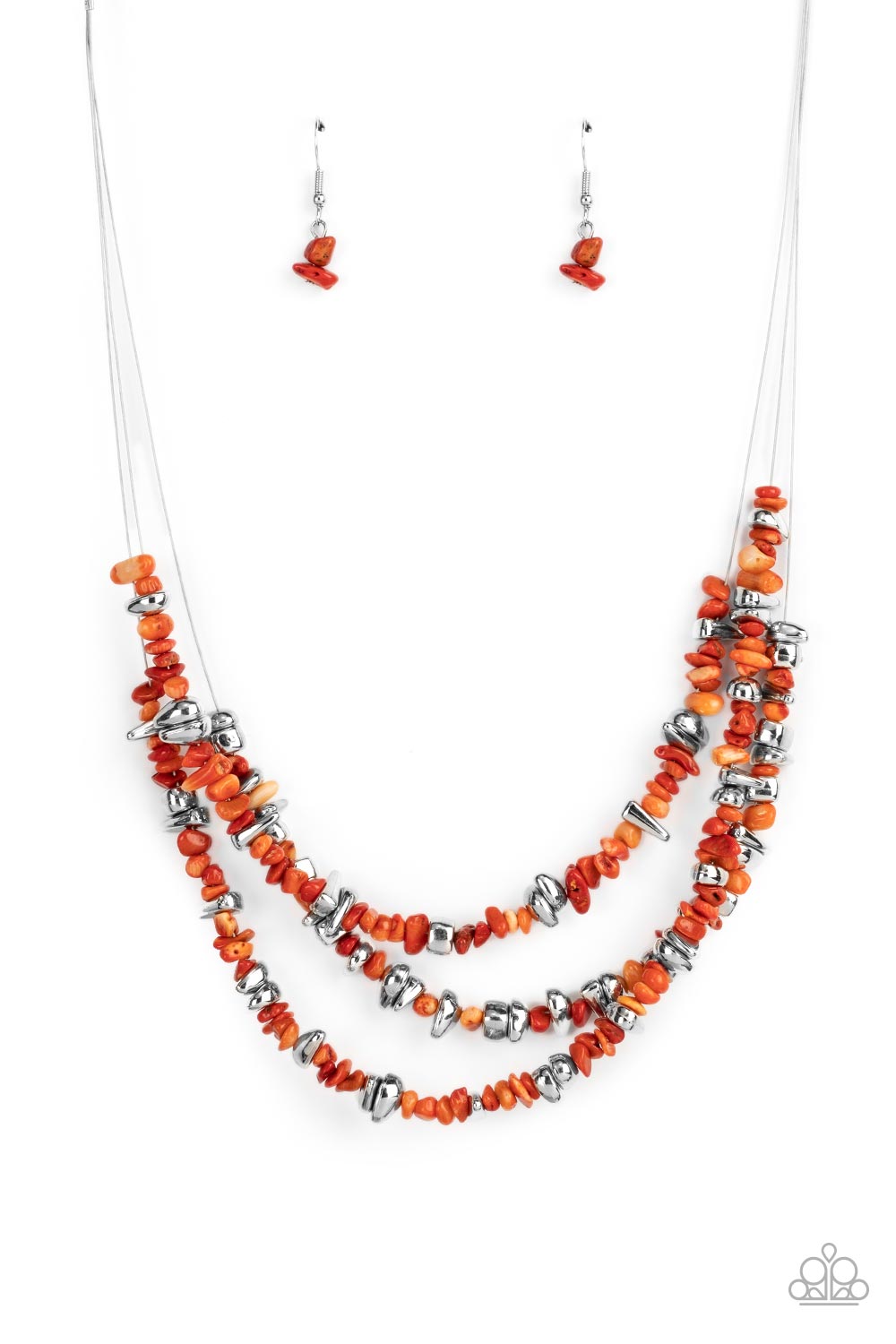 Placid Pebbles - Orange Necklace Set