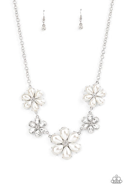 Fiercely Flowering - White Necklace Set