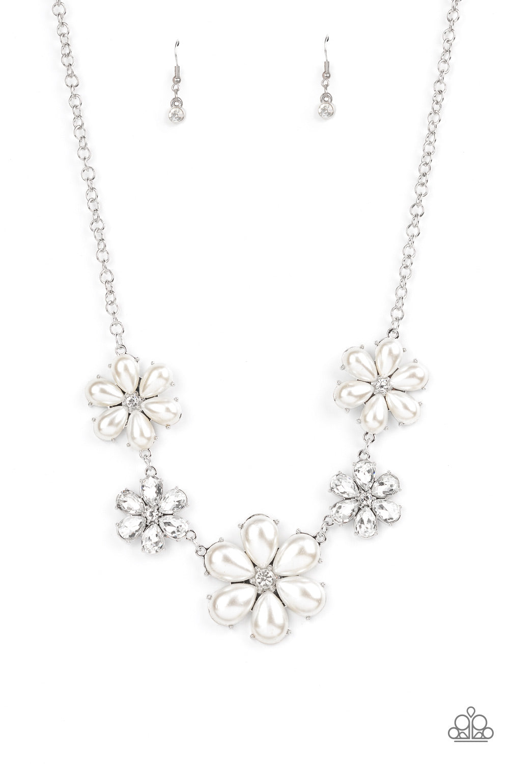 Fiercely Flowering - White Necklace Set