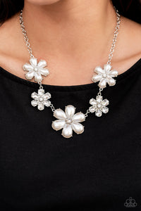 Fiercely Flowering - White Necklace Set