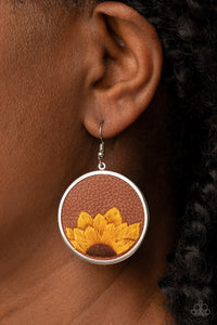 Sun-Kissed Sunflowers - Brown Earrings