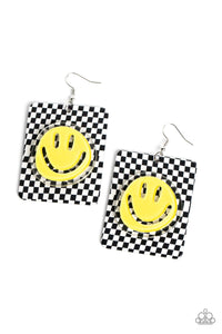 Cheeky Checkerboard - Yellow Earrings