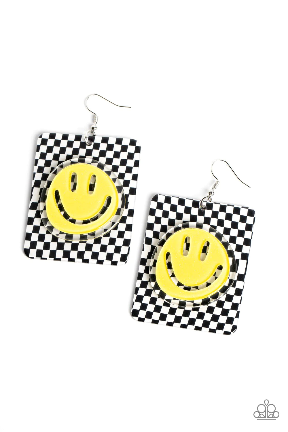 Cheeky Checkerboard - Yellow Earrings