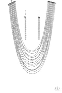 Cascading Chains - Silver Necklace Set