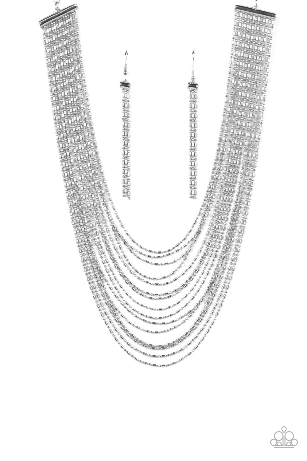 Cascading Chains - Silver Necklace Set